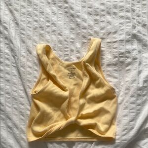 Ardene Yellow Cream Sleeveless Fitted Crop Tank Top
